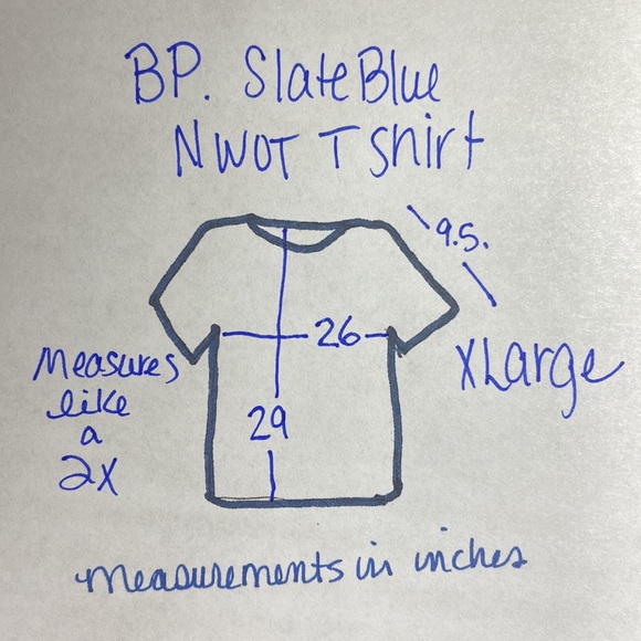 NWOT BP. Slate Blue T Shirt. X-Large - Picture 7 of 10